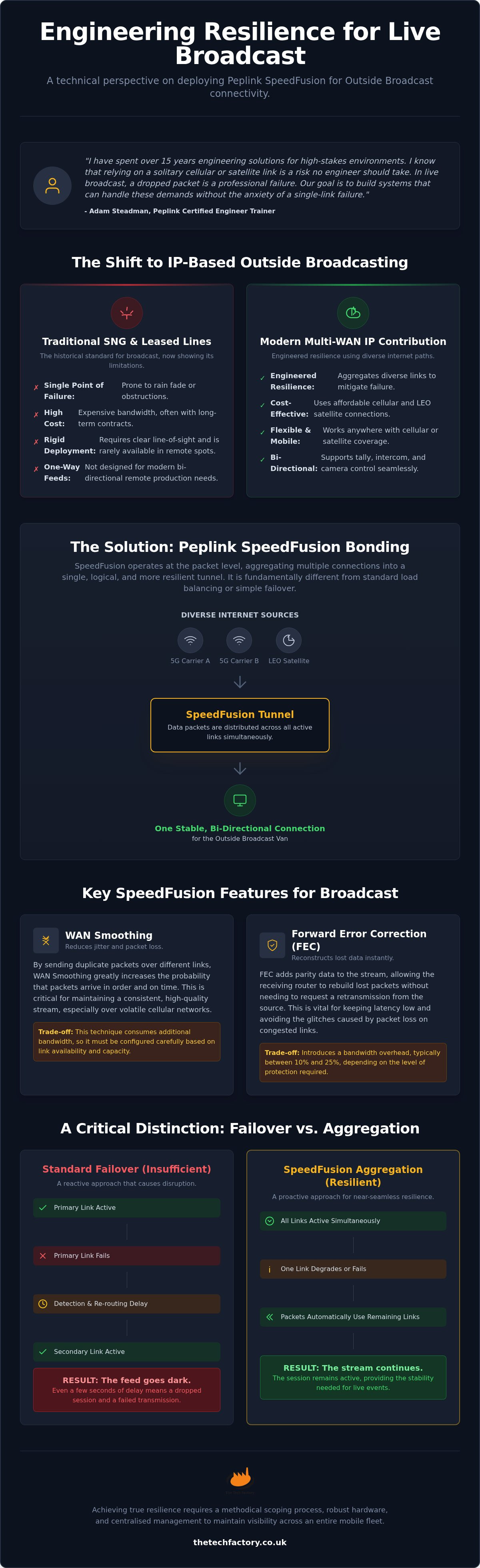 Unbreakable connectivity for outside broadcast vans